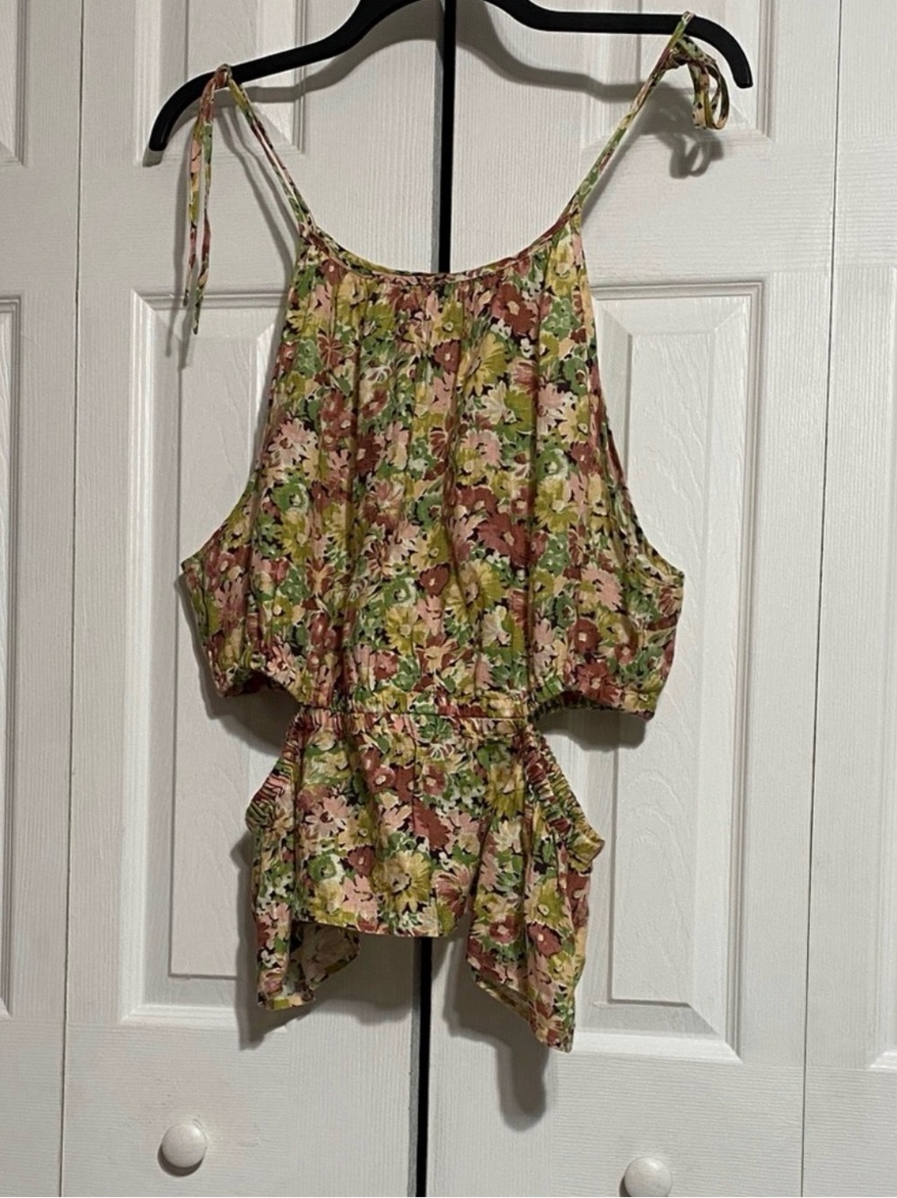 J Crew floral linen peplum tank top summer shirt size XXL